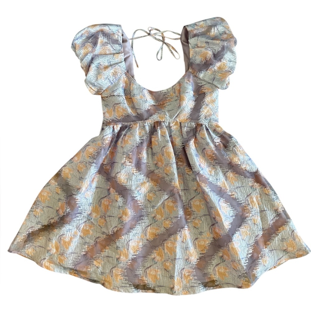 FF6 Purple Floral Flowy Puff Sleeve Dress Size Small